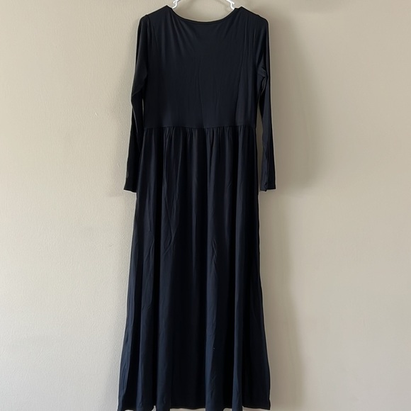 Soft Surroundings Black Jersey Stretch Long Sleeve Maxi Dress - Picture 2 of 9